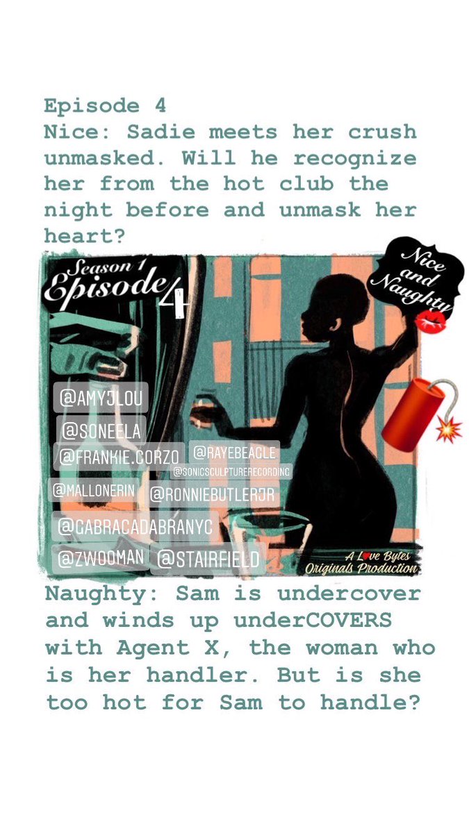 LoveBytesOrig's tweet photo. Soft release is happening! Weβre so excited for the world to hear NICE AND NAUGHTY, a series w romance, erotica, AND recipes π§ Audible Scribd Kobo GooglePlay Chirp Appleβ¨Add #HeartHeatNHumor to your day with this hot cast! Artwork by Luis Cortorreal (on Insta as STAIRFIELD)π₯ https://t.co/6fmJovSqVy