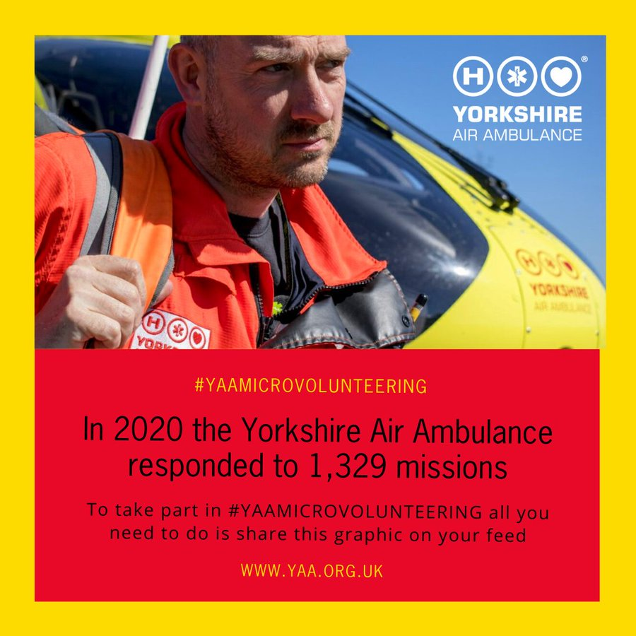 YAATeamEast's tweet photo. Help us to reach more people and spread the work of the @YorkshireAirAmb by becoming a Microvolunteer!

All you have to do is retweet this post🚁🥰🚁

#retweet
#ThankYou
#microvolunteer
#SavingLivesAcrossYorkshire https://t.co/BIMoCr5t2k