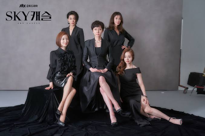 behind the scene of all the rich moms for the sky castle poster
