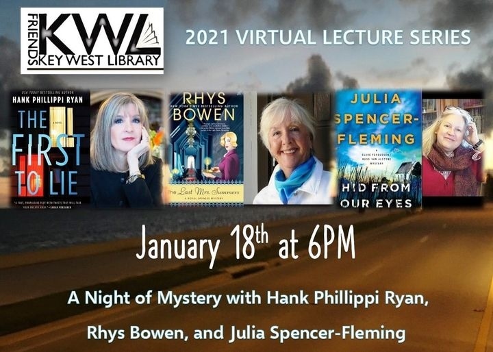 junglereds's tweet photo. Tomorrow: A Night of Mystery with @Rhysbowen @HankPRyan and @JSpencerFleming from the Key West Friends of the Library--and @LucyBurdette will be moderating! What would you like to know? https://t.co/uBCZygt2A3 https://t.co/AvYejpFecO