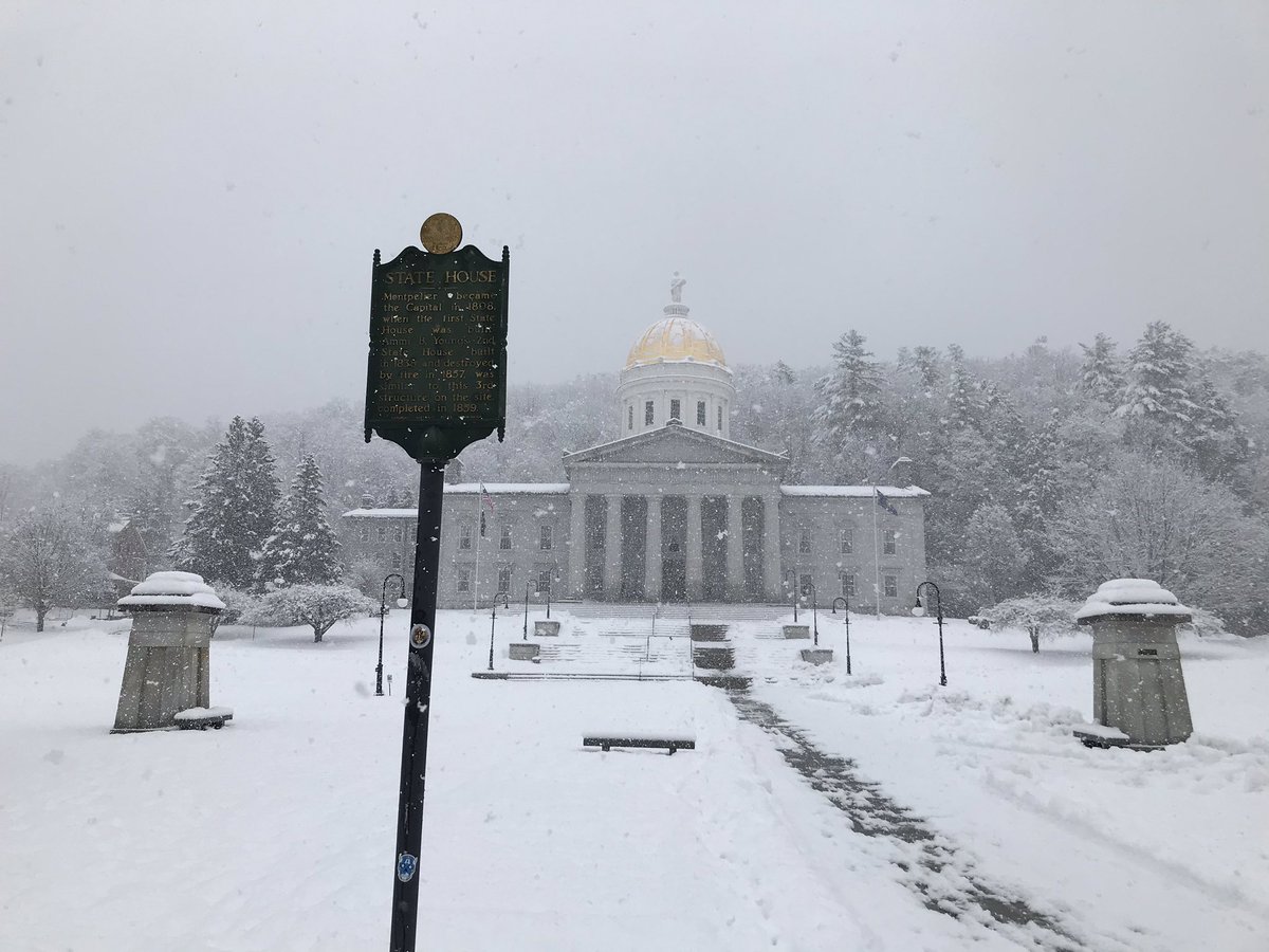 A little before 10 here at the Statehouse, and not a soul in sight yet.
I’m guessing no one’s happier about the 6+ inches of heavy snow that’s fallen in central Vermont over the last 24 hours than Public Safety Commissioner Michael Schirling...