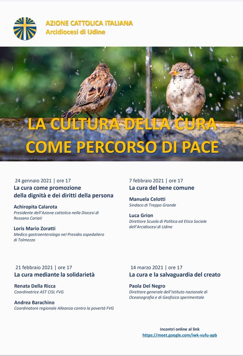 ACudine's tweet photo. La cultura della cura. Incontri promossi da @ACudine perché «c’è bisogno di artigiani di pace disposti ad avviare processi di guarigione e di rinnovato incontro con ingegno e audacia» (Fratelli tutti)  https://t.co/yrIuMRjiBe https://t.co/6pHEDSgmzp