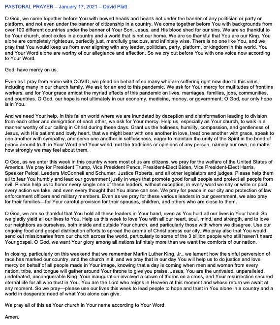 plattdavid's tweet image. A pastoral prayer going into the next week in the United States.