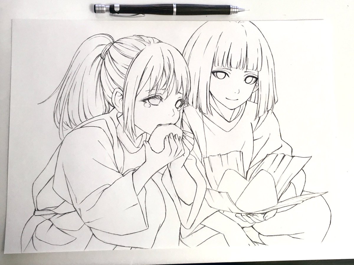 Kodue55 今日はおむすびの日ということで千と千尋の神隠しのワンシーンを描いてみた 千尋が涙を流した理由でハクからおにぎりを与えられることで緊張の糸がほぐれた以外にも 色んな解釈があったりして考察してみると結構面白い ジブリ 千と千尋の