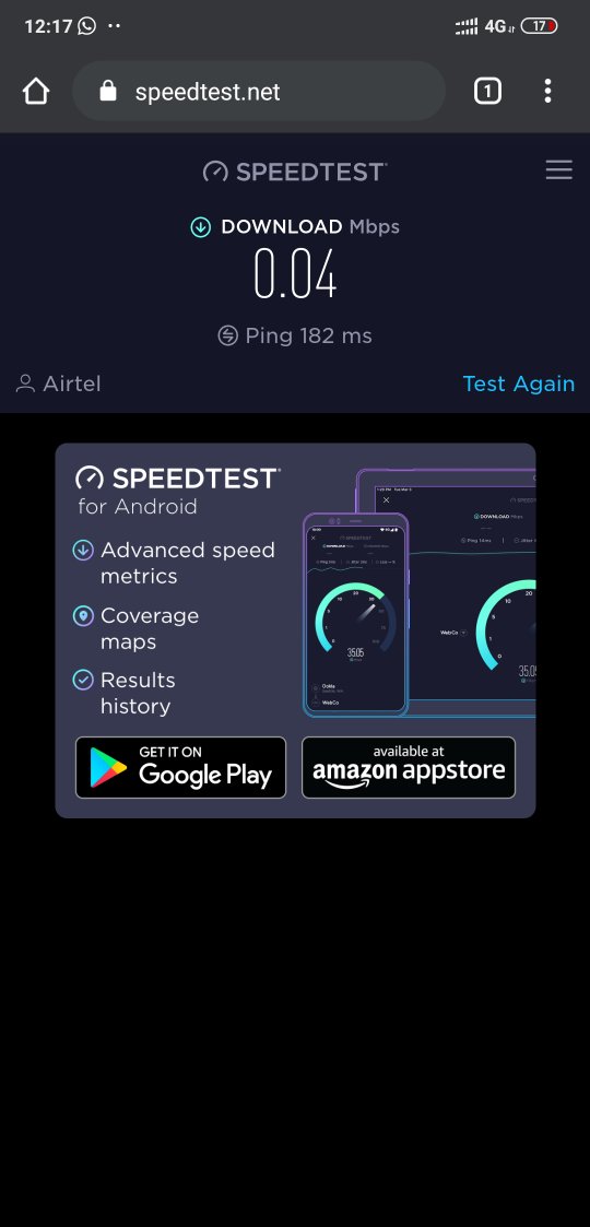 abt1710's tweet photo. India's #fastest4G @airtelindia @Airtel_Presence is the #slowest4G according to its own OOKLA. No #customerservice and complaints closed without my knowledge. Data running low while I have 25 GB left #worst #mobile #network #4G #is #2G @TRAI https://t.co/7P0HO0u0x9
