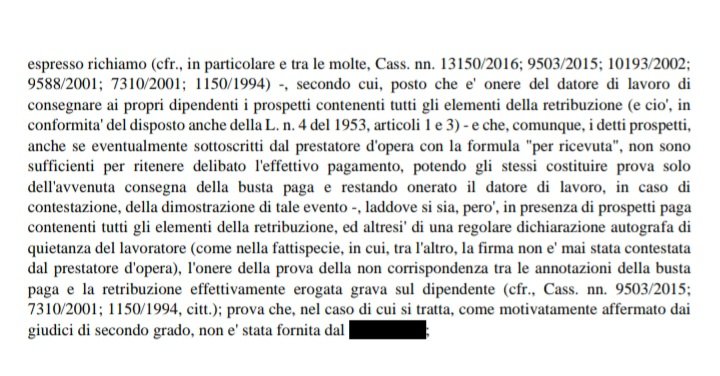 Cass. 27749/2020: in caso di sottoscrizione della #bustapaga per quietanza, oltre che per ricevuta, grava sul lavoratore l'onere della prova della non corrispondenza tra quanto riportato nel cedolino e la #retribuzione erogata ->lavorosi.it/fileadmin/user…
<a href="/labour_lawyers/">ADAPT LABOUR LAWYERS</a>