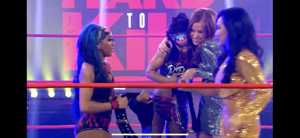 PaisleyPaddy's tweet photo. Wow, I was proven wrong
Congrats to @HoganKnowsBest3 & @RealTSteelz #FireAndFlava on becoming the NEW KNOCKOUTS TAG TEAM CHAMPIONS
And what a moment this was...a passing of the torch from former champs @gailkimITSME & @MadisonRayne
#HardToKill #ImpactWrestling https://t.co/ETmdbzatZf
