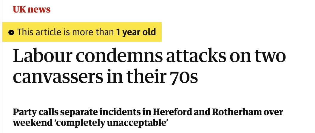 In the 2019 general election, two Labour activists in their 70s were attacked; one woman had cracked ribs.This received far less attention than an allegation that a Labour activist punched a Tory aide, which was *proven to be a complete lie* only when the video was released.