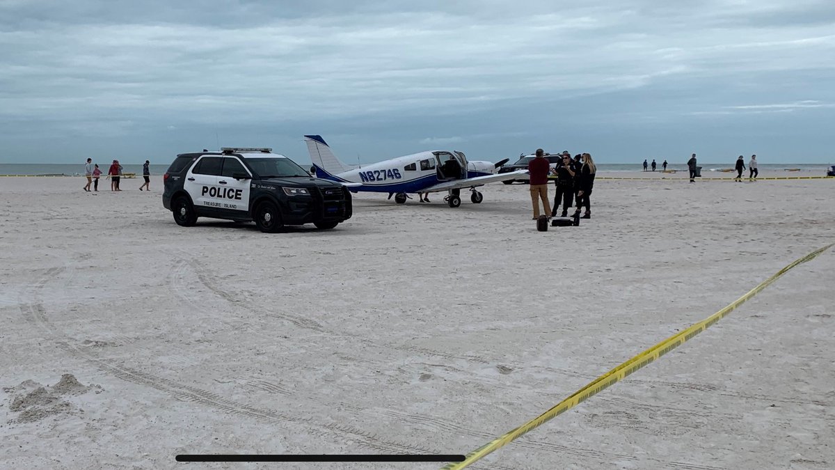 A small plane made an emergency landing on the beach behind Bilmar Beach Resort on Treasure Island. We're told the engine failed 24 minutes after take off.