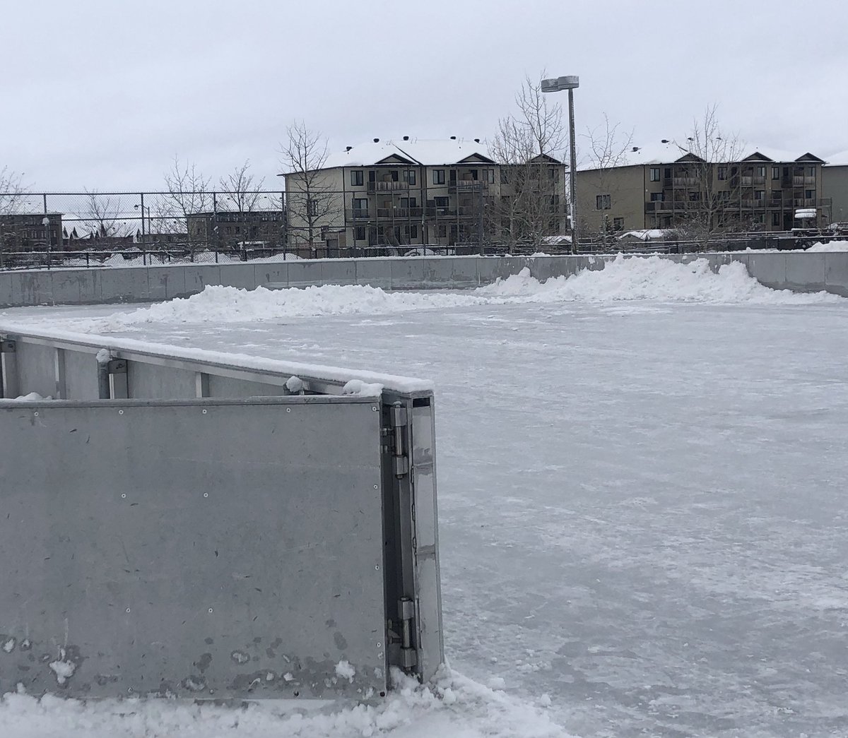 VistaRink's tweet photo. Prepping for flood tonight.  Still clearing snow. https://t.co/UfnkVXgoXV