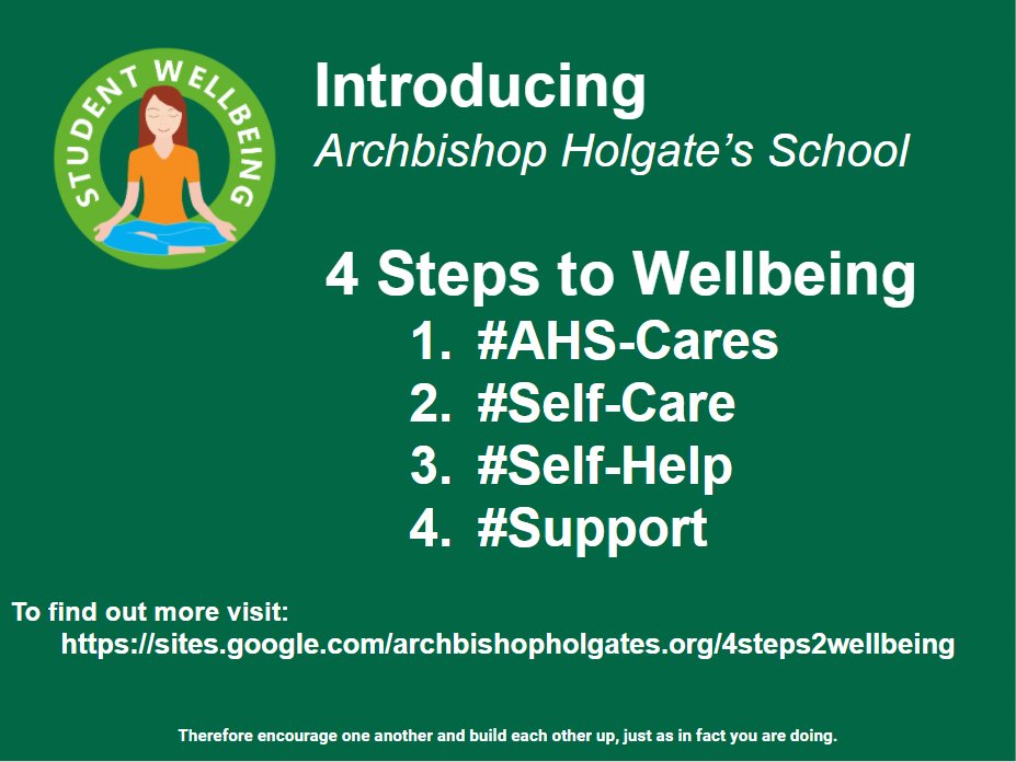 Introducing the AHS 4 steps to Wellbeing. To find out more visit: drive.google.com/file/d/192rWfl…