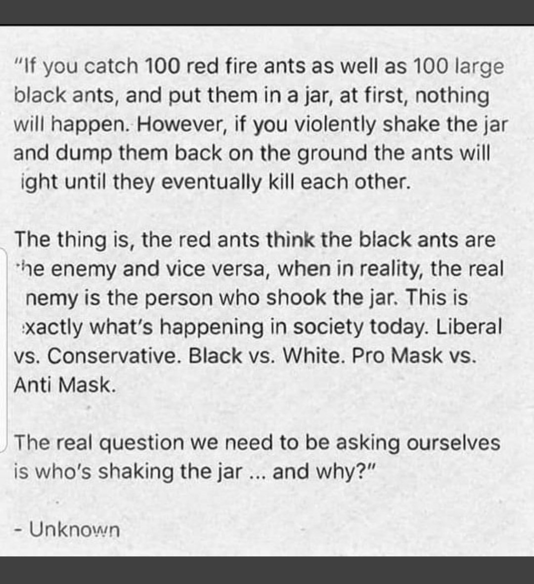 @jaketapper CNN are the jar shakers. The ruling class (Democrats and Republicans) have to keep us at each other's throats because if we UNIFY they're screwed. CNN likes shaking the jar right Jake?