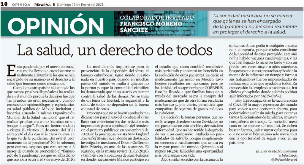 DrPacoMoreno1's tweet image. No queremos héroes, queremos un México sano y libre.
#COVID19 @Reforma