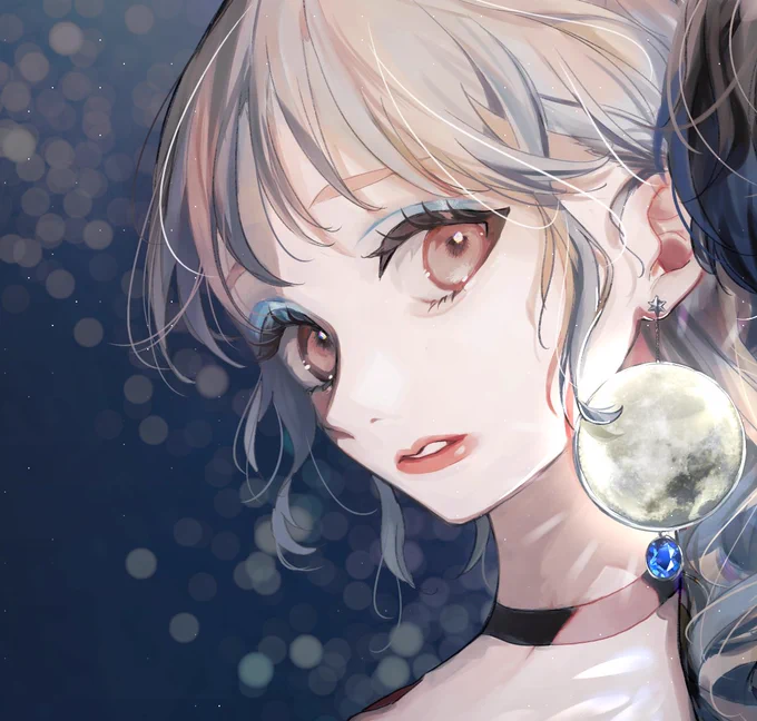 月と地球のピアスでオリジナル女の子～! 