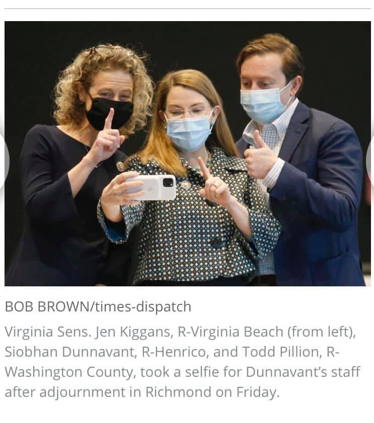 JenKiggans's tweet photo. Picture from the Richmond Times Dispatch celebrating week #1 complete in Richmond! @ToddPillionVA @Dunnavant4VA #Week1 #MuchMoreToDo #HealthcareSenators https://t.co/riZ2YZIrLD