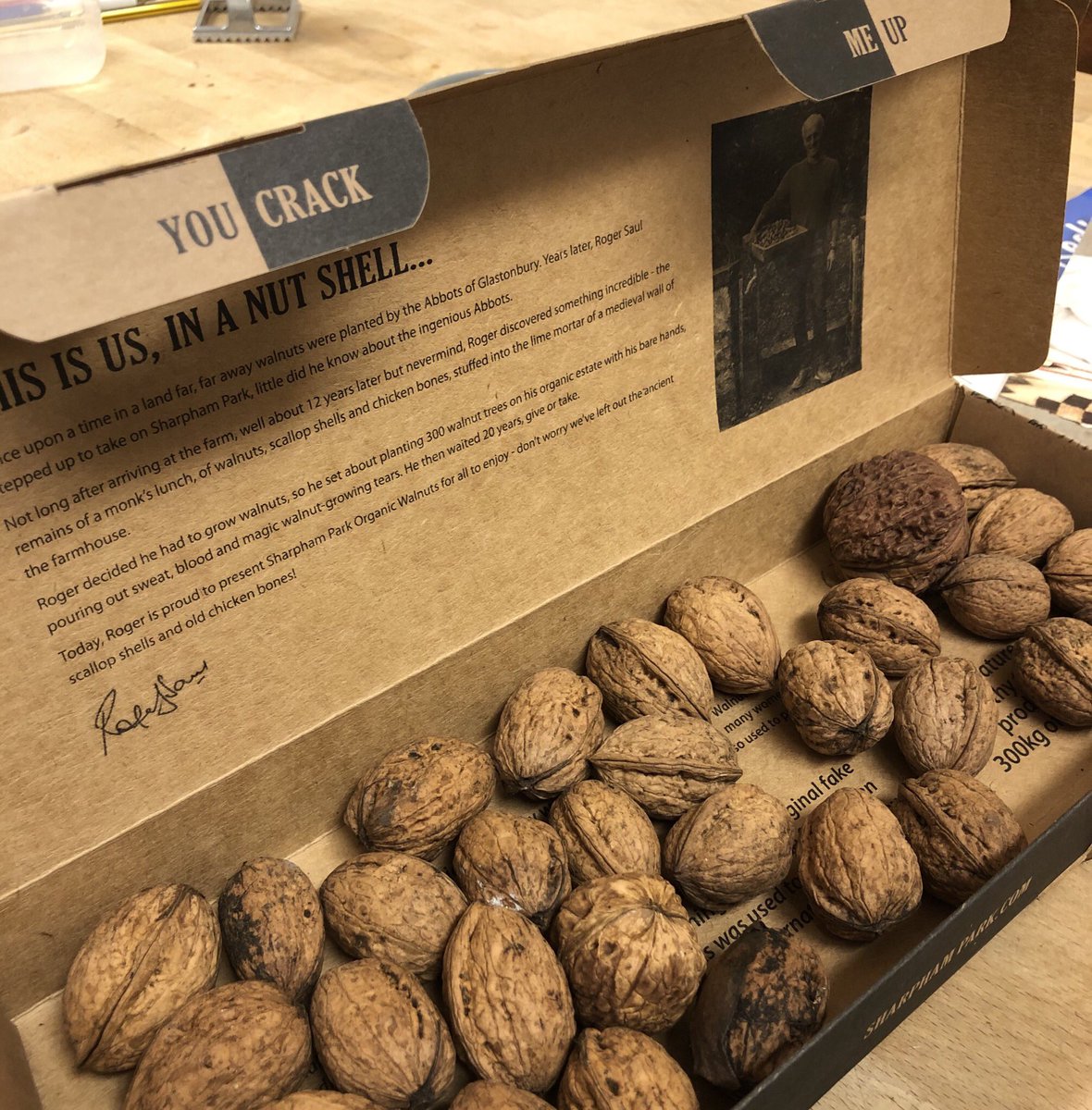 WCKfood's tweet photo. @SharphamPark  Your organic walnuts from @DartsFarm are delicious! On our second box. What variety are they? Great packaging too. https://t.co/p2i7mrRQRI