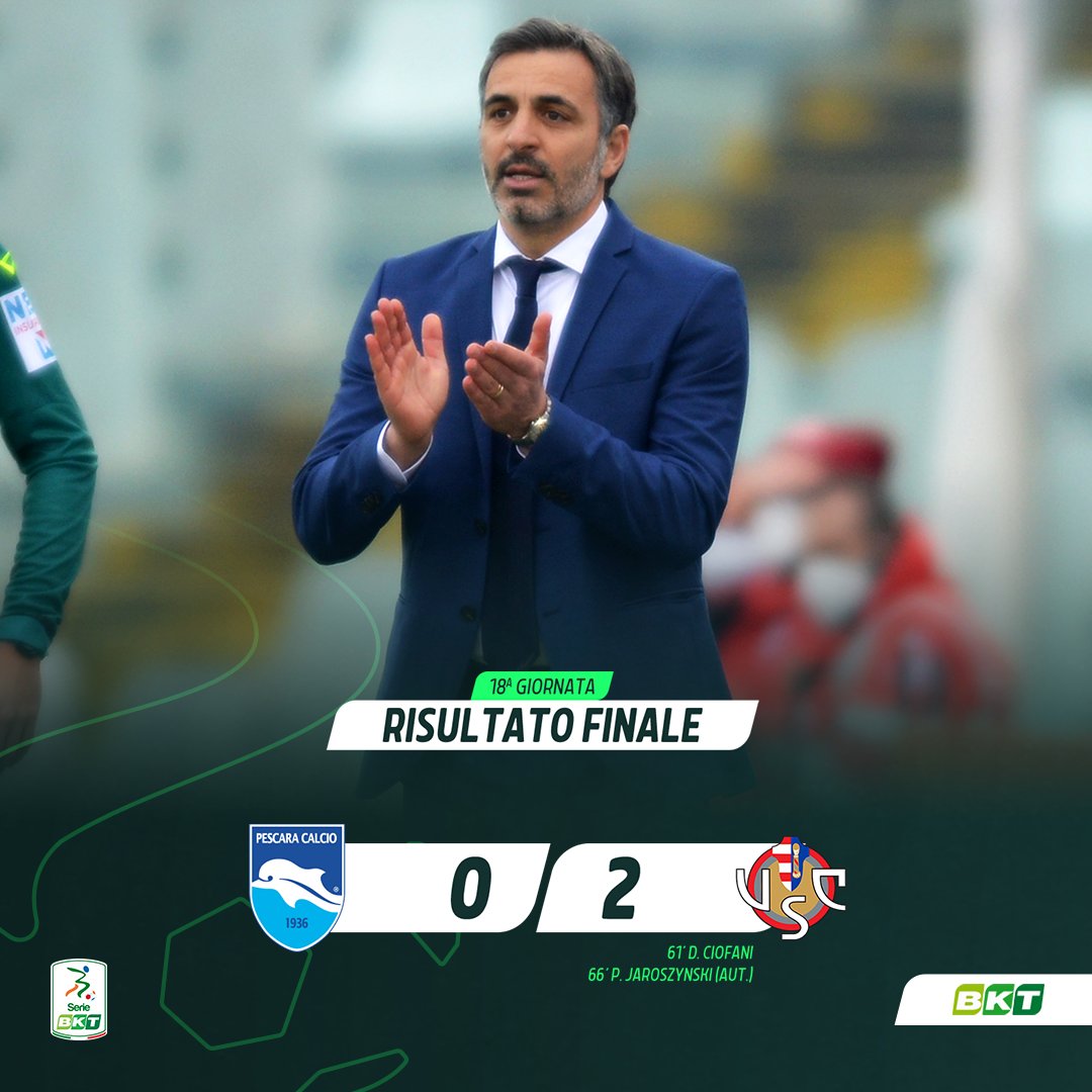 Lega_B's tweet photo. 🔚⚽ Con un 2° tempo sontuoso la @USCremonese espugna l'Adriatico superando per 0-2 il @PescaraCalcio. La decidono il gol dell'ex di #Ciofani e l'autorete di #Jaroszynski. Bella vittoria per gli uomini di #Pecchia. #SerieBKT #PESCRE https://t.co/p0jp4NCqz7