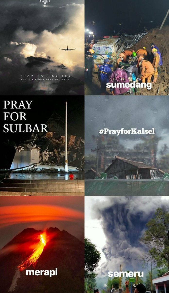 singforhan's tweet photo. PRAY FOR ALL OF US...PRAY FOR INDONESIA
Hope  everything will get better....

#PrayforManado 
#PrayForSriwijayaAir 
#PrayForSumedang 
#PrayForSulBar 
#PrayforKalSel 
#prayformerapi
#prayforsemeru 
#prayforindonesia https://t.co/9ufiOrCS89