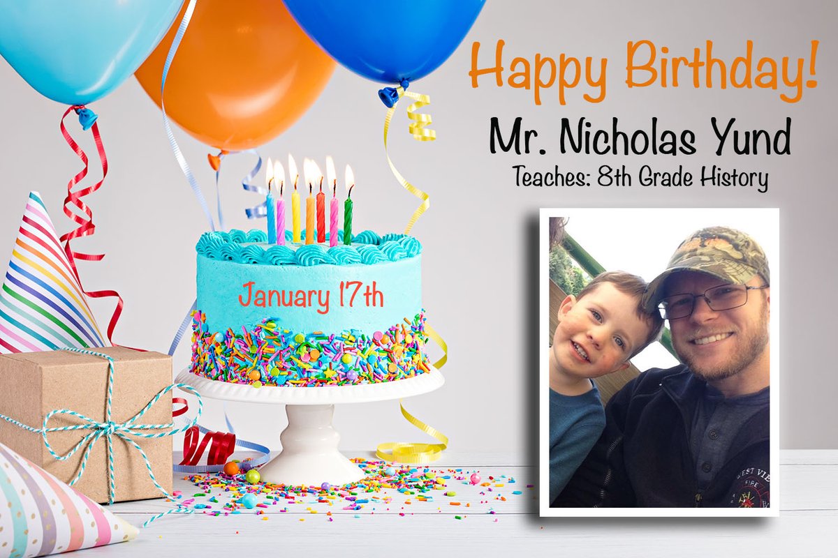 PALCS's tweet image. Happy Birthday to Mr. Nicholas Yund!😀

Mr. Yund teaches 8th Grade History and has been at PALCS for almost 7 years! Let&apos;s all wish him a very special day!