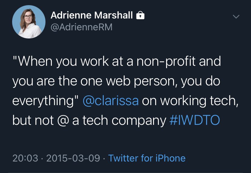 One of our guests at the first  #IWDTO  @AdrienneRM did a way better job at promoting and live tweeting the event than we did. There was only 1 option.  We needed  @AdrienneRM for 2016. More to come on this as we relive 5 years worth of  #IWDTO content.