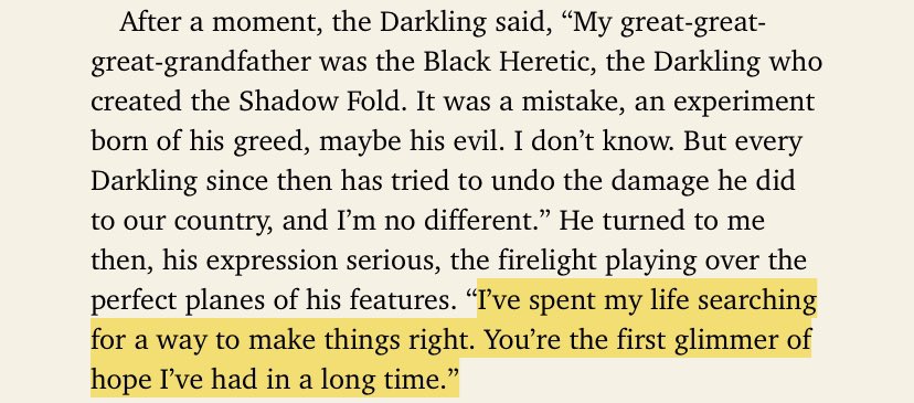 Basically, Alina’s power — her light — can destroy the Shadow Fold and allow free transit within Ravka, something that hasn’t been possible because of the murderous monsters that inhabit it. So yeah, she’s super valuable.