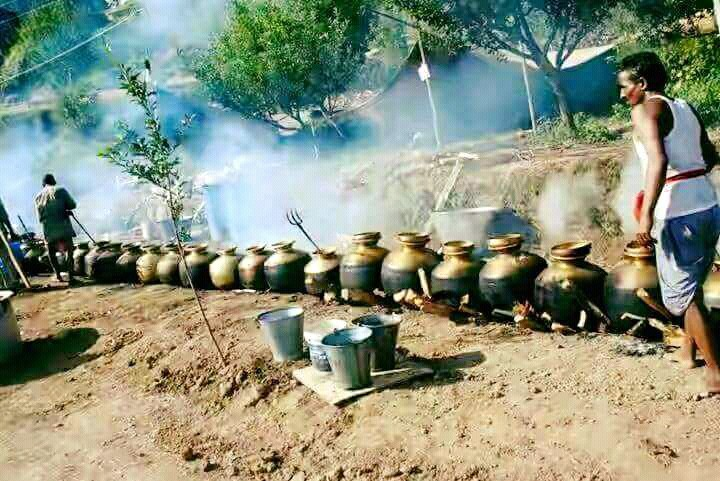 + The food is cooked in brass utensils called 'charoti'.- In case of Brahmin households, 'madra' dishes are cooked w/o onion and garlic.- Generally, the 'botis' also serve the food because serving the right quantity to ensure proper distribution is also an art.- A measure of +