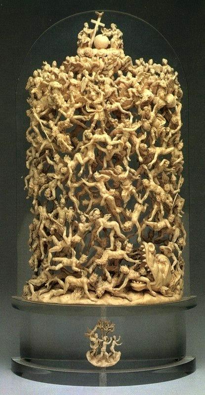 Anonymous Fall of the Rebel Angels, 1721Ivory, just over 10 inches tall