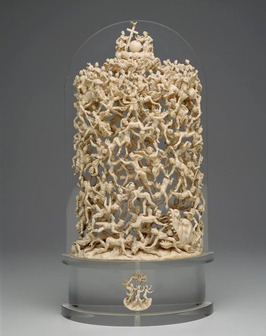 Anonymous Fall of the Rebel Angels, 1721Ivory, just over 10 inches tall