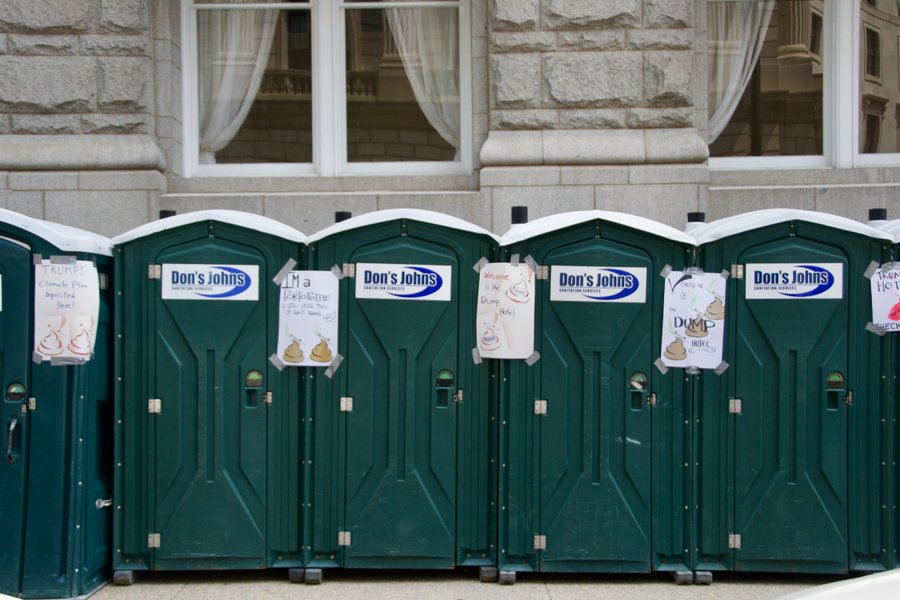 zippyman818's tweet photo. @cspan @cspanradio Wonder if the contracts for the portable toilets still get paid in the event of an #inauguration cancellation? Many companies provided thousands of them in 2017, and at the last minute were ordered to tape over their names. #personalcomfort #deFactoFencing #DonsJohns #BidenInaug https://t.co/KSZeEjNxI7