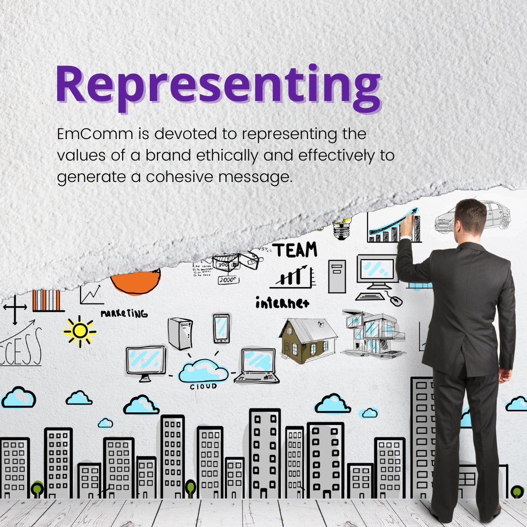 em_comm's tweet photo. The third and final EmComm key value is representation. EmComm strives to represent our clients with the utmost professionalism to help organizations achieve their best brand image. #marketing #marketingagency https://t.co/VBT93uqx0j