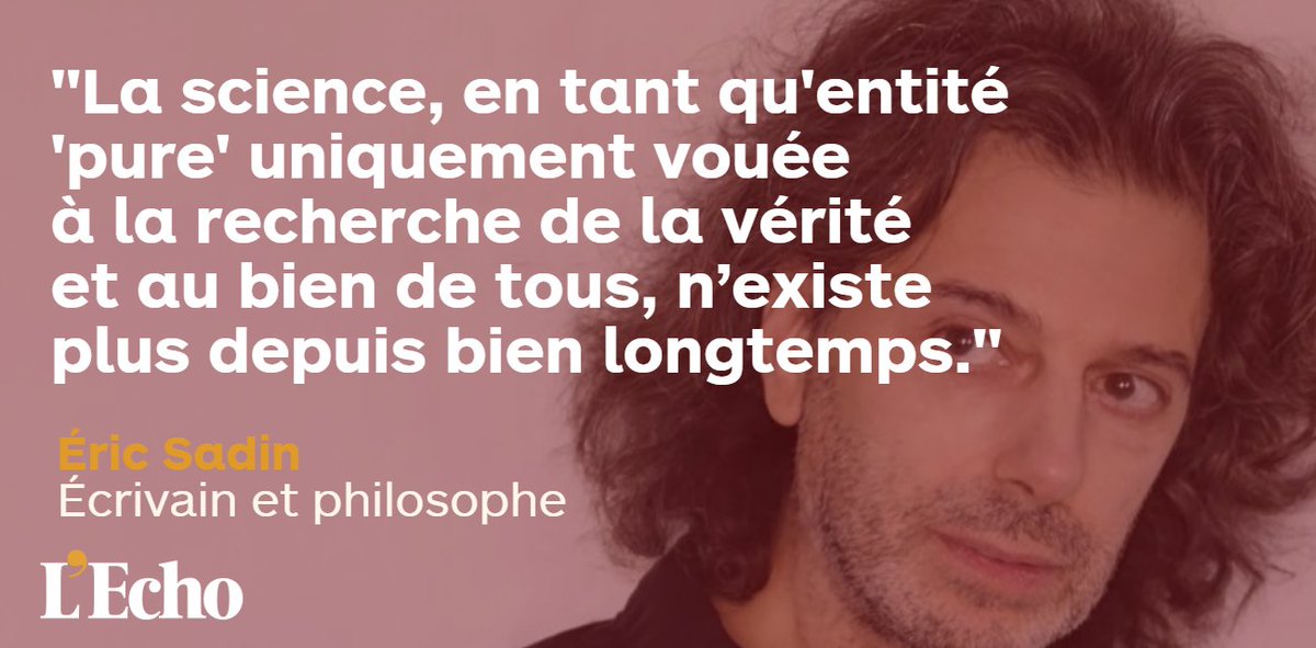 lecho's tweet image. Écrivain et philosophe, @Eric_Sadin  analyse l'impact du numérique et des nouvelles technologies sur notre civilisation et sur nos existences.
✍️@SBrunfaut #philosophie #technologie #scienceetvie #Covididioten
lecho.be/economie-polit…?