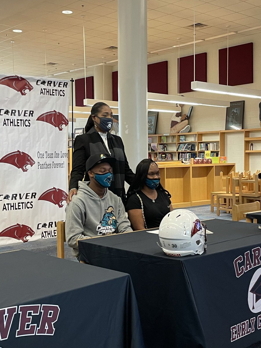 NSC_Football's tweet photo. Today @t7bias and his family travel to @CoastalFootball to begin his new journey! Coastal is getting a great ball player, but a even better young man! We will miss you champ! Go be great, and show how the Panthers do it!! #PantherPride #actionoverword https://t.co/CdnBeGGNIO