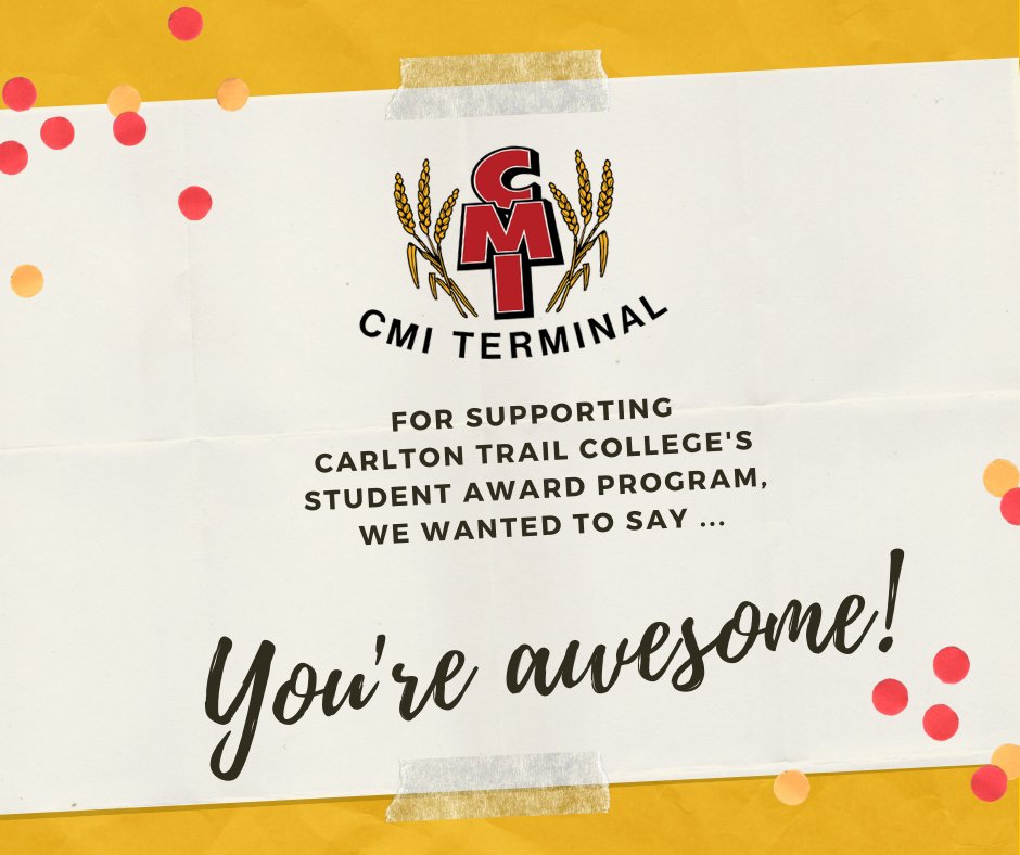 CarltonTrail's tweet photo. The generosity of our donors, CMI Terminal (Naicam), made it possible for us to support our students on their journey to becoming work-ready graduates!🌟#AchieveAtCTC #DoGood #BuildingSkillsForSuccess https://t.co/Qi933nw65w