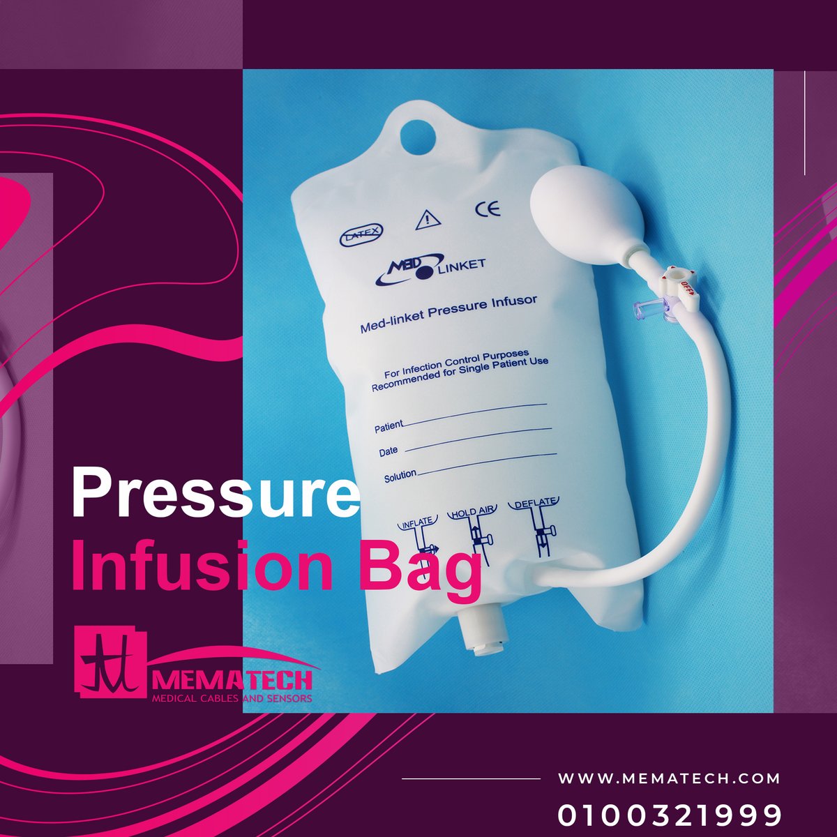 mema_tech's tweet image. Pressure Infusion Bag Made by *Medlinket*
🪄 متوفرجميع المقاسات
كابلاتنا حاصله علي شهادات الجودة العالمية بتتقدم مع المنتجات
(ISO + CE + ترخيص وزارة الصحة )
علشان تعرف معلومات أكتر زورو صفحتنا علي الانستجرام علي 
instagram.com/mema.tech/
📞 01090321999
Facebook.com/mematech