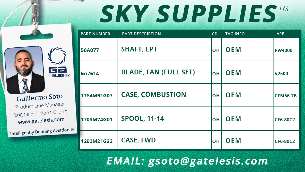 GATELESIS's tweet photo. EMAIL: gsoto@gatelesis.com for all your SKY SUPPLIES needs! https://t.co/R1igiM3jpj #GATelesis #Aviation #SkySupplies #PartSpotlight https://t.co/gkOHZ3HgUg