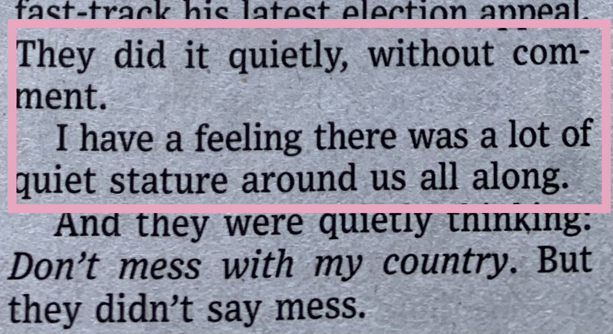 And lastly, more feelings from the author, as she professes some imagined goodness of the silent, backroom machinations, done on your behalf. The unelected, she ‘feels’, have some kind of positive “stature". Recall stature is about height, being above you...