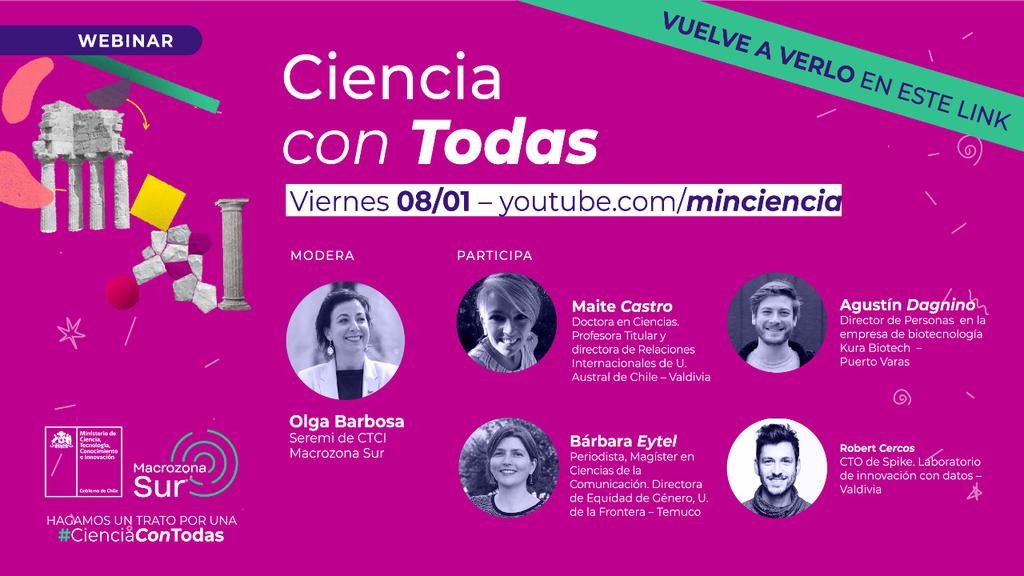 ¿Contestaste la consulta sobre la Política de Igualdad de Género en Ciencia Tecnología Conocimiento e Innovación? Ya superamos las 1000 respuestas y aún nos faltas tu generoctci.minciencia.gob.cl Además 👇 dejo dato para volver a ver nuestro conversatorio de la macrozona sur 💫