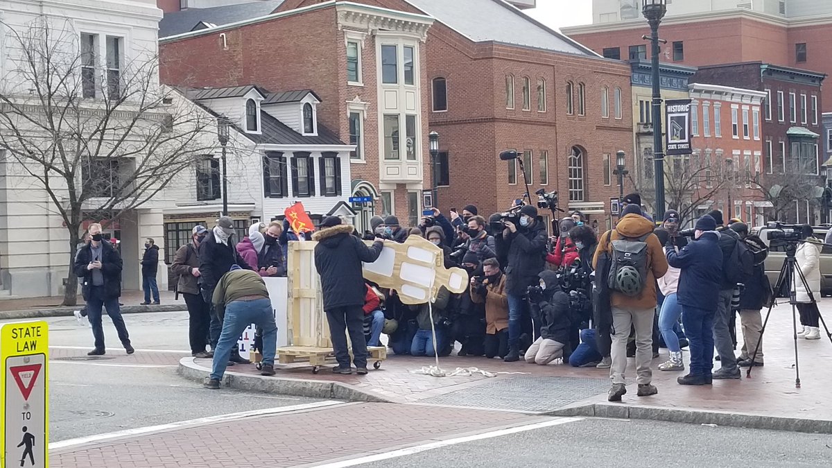 Gene Stilp, a Capitol area liberal rabblerouser, showed up to counter protest. The press loves it.