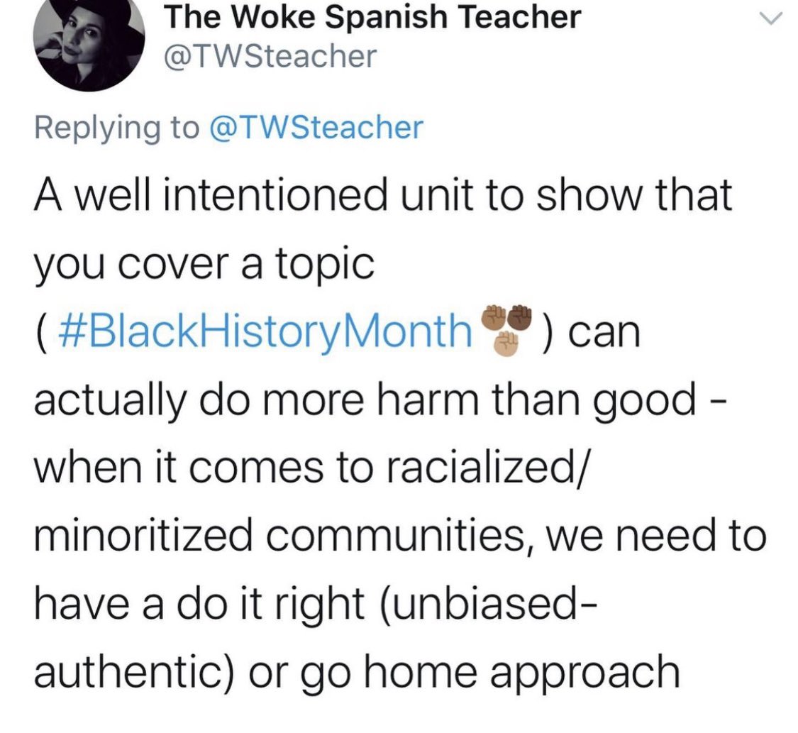 I want to make myself clear here. I don’t believe the history of accomplishments of BIPOC or any minoritized community should be relegated to a month. I believe the  school calendar - the timeline in history books have been designed to do so  #langchat  #BlackHistoryMonth  