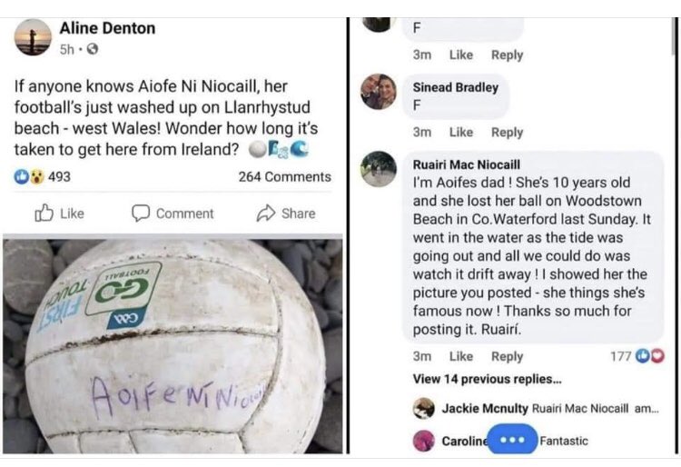 Aoife’s ball found in Wales