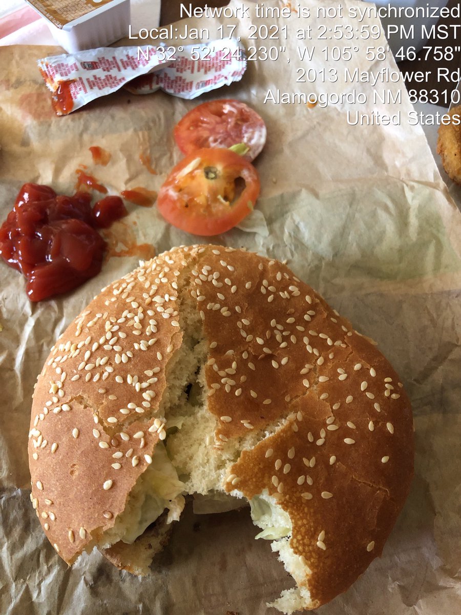 stephenxholman's tweet photo. Third time getting a dry whopper. This time an uncored tomato and stale bun. Wife’s double cheeseburger also dry. ⁦@BurgerKing⁩ https://t.co/Si1tQjKGs5