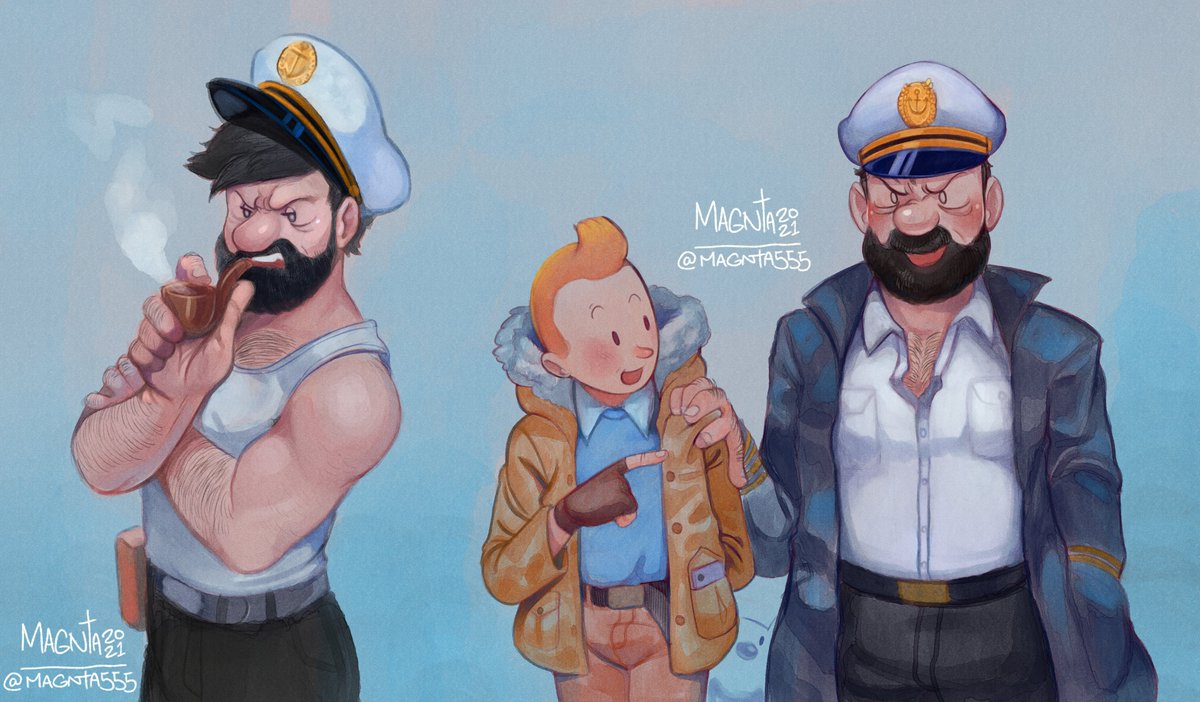 Haddock, Haddock and Tintin #theadventuresoftintin #captainhaddock #tintin.