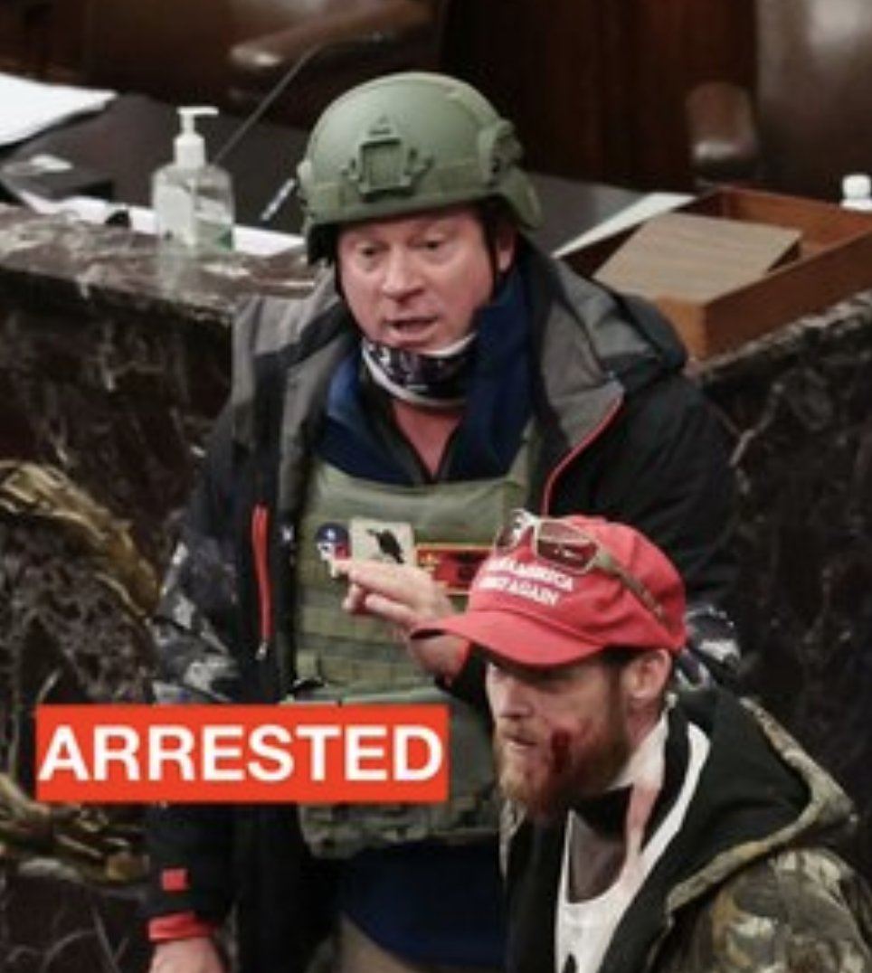 ARRESTED: Ret Lt. Col Larry Rendell Brock, of Texas, is charged with violent entry into a restricted building and disorderly conduct on Capitol grounds. [updated photo] https://www.nbcdfw.com/news/local/grapevine-man-accused-of-storming-u-s-capitol-expected-to-be-freed-thursday/2528858/