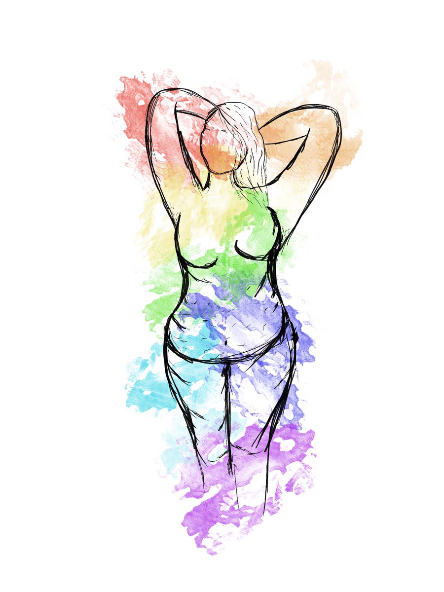 raynbowpunk's tweet photo. It’s been a while Twitter but fancied getting back into these tweety waters! To kick things off, I’ve been experimenting with some drawing styles recently and would love to hear any thoughts! #plussize #bodypositivity #pride #artistsontwitter #digitalart https://t.co/9HW9PNvUfG