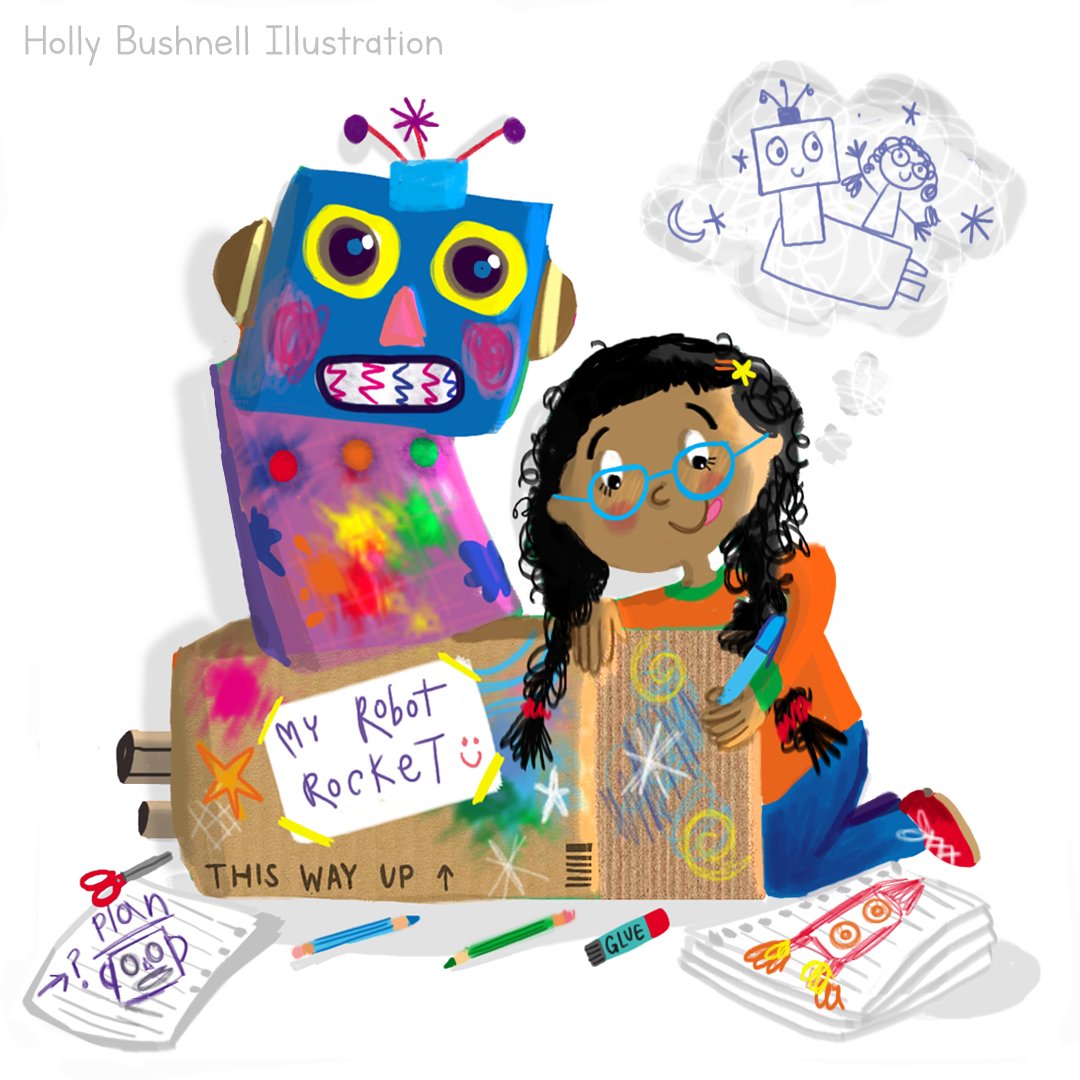 hollyfbushnell's tweet photo. It's #KidInventorsDay - a day to inspire kids to think outside the box and make something! Have you done any crafting today? #childrensillustration #characterdesign #pathwaysinto #characterillustration #kidlitillustration #illustration #illustration #kidlitart #kidlit #kidscrafts https://t.co/GdCRJ9xp9M