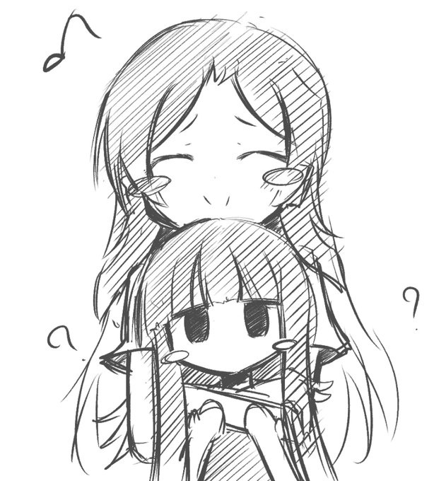 猫のぬいぐるみをプレゼントしてもらって喜ぶ志保ちゃんと状況をよく分かってない雪美ちゃんの落描き

・・・・志保ちゃん練習してたらこうなってた 