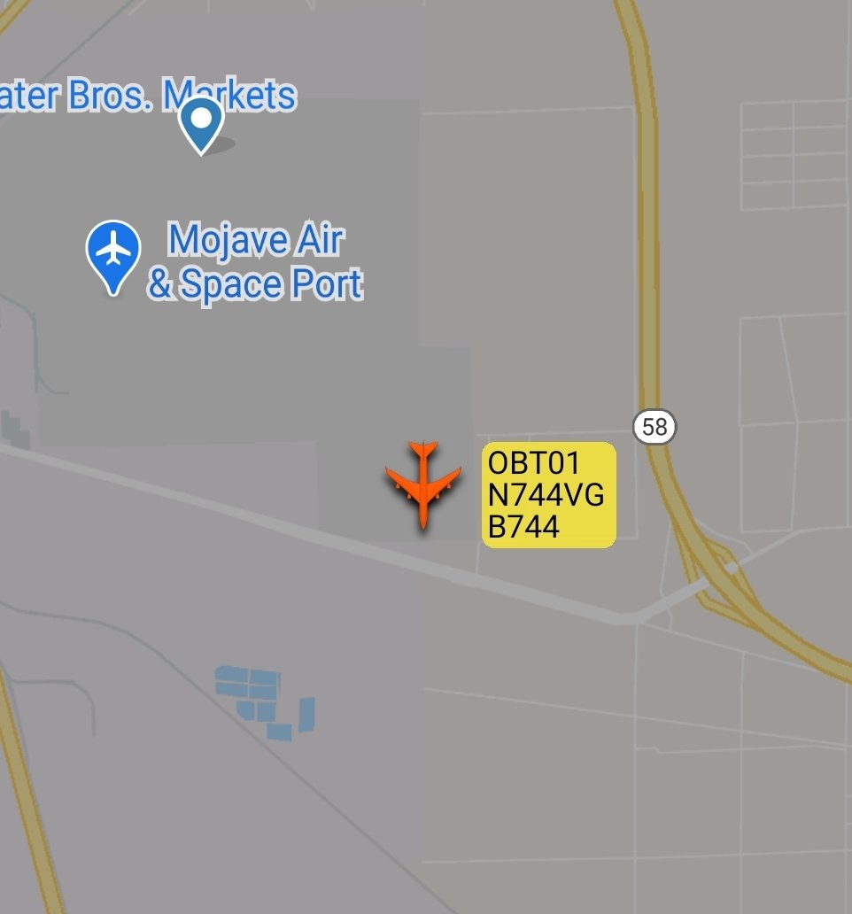 is_keelu's tweet photo. Virgin Orbit (Cosmic Girl)
Boeing 747-41R 
On the ground at Mojave Air and Space Port, #California 

#OBT01 #N744VG https://t.co/ro1pqXLsN5