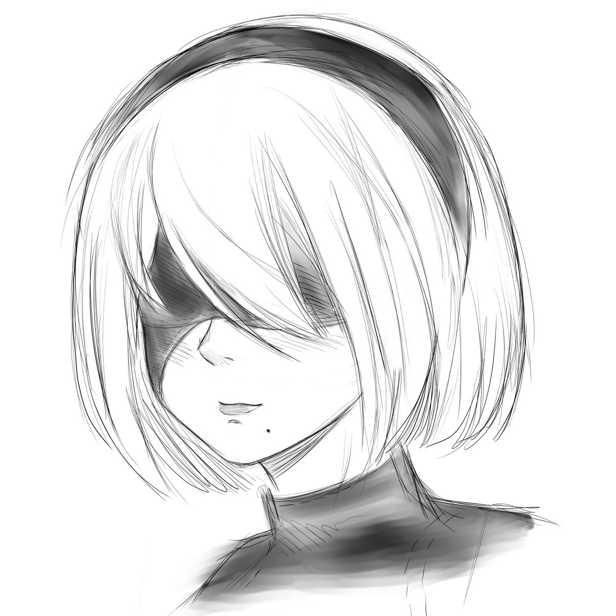 Ca1200S's tweet photo. First Sketch of 2B from NieR: Automata #Sketching #NieRAutomata #digitalart https://t.co/2ZN3vOzjX0