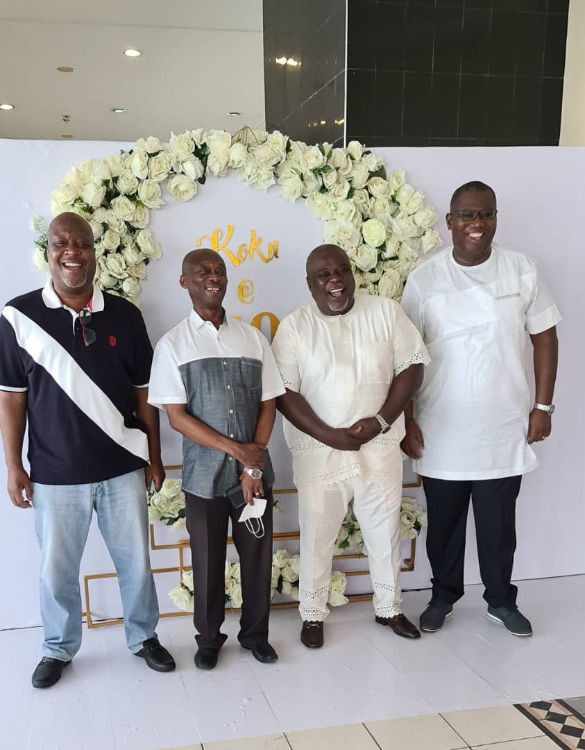 GabbyDarko's tweet photo. Kwami Sefa Kayi, Abdul Malik Kweku Baako, Koku Anyidohu and Egbert Faibille Jr joining Koku for his 50th. Not sure why Chelsea and Man Utd supporters were invited and not me! https://t.co/ps2fBdCtku