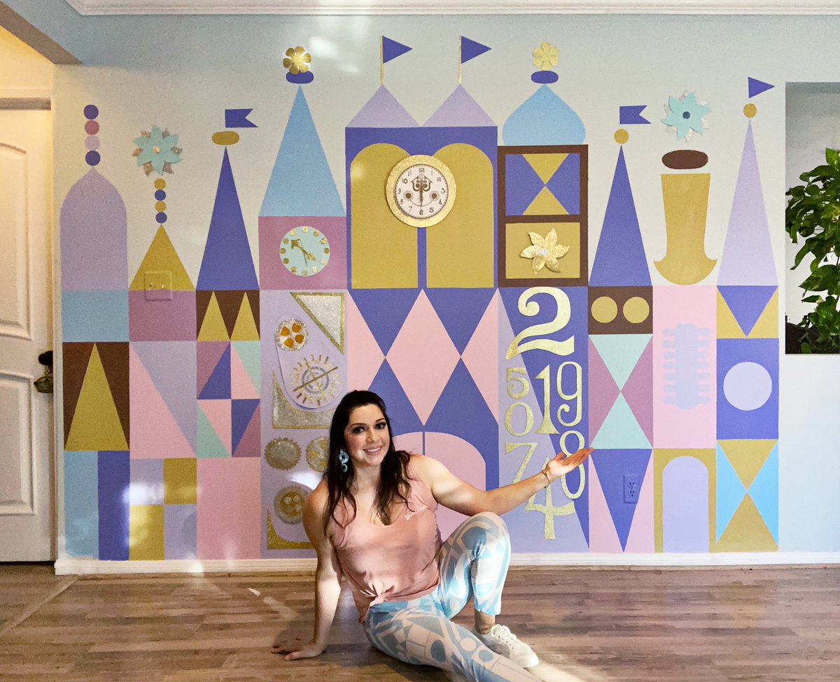 DoTellAnabel's tweet photo. Finally finished what I assume to be the first of several “Pandemic Projects” at home. This ones my  #ItsASmallWorld family room mural! Happy Sunday! #smile #Disney #Disneyland #DisneyObsessed https://t.co/2tMLDFEzmh https://t.co/HHZ3varrMj